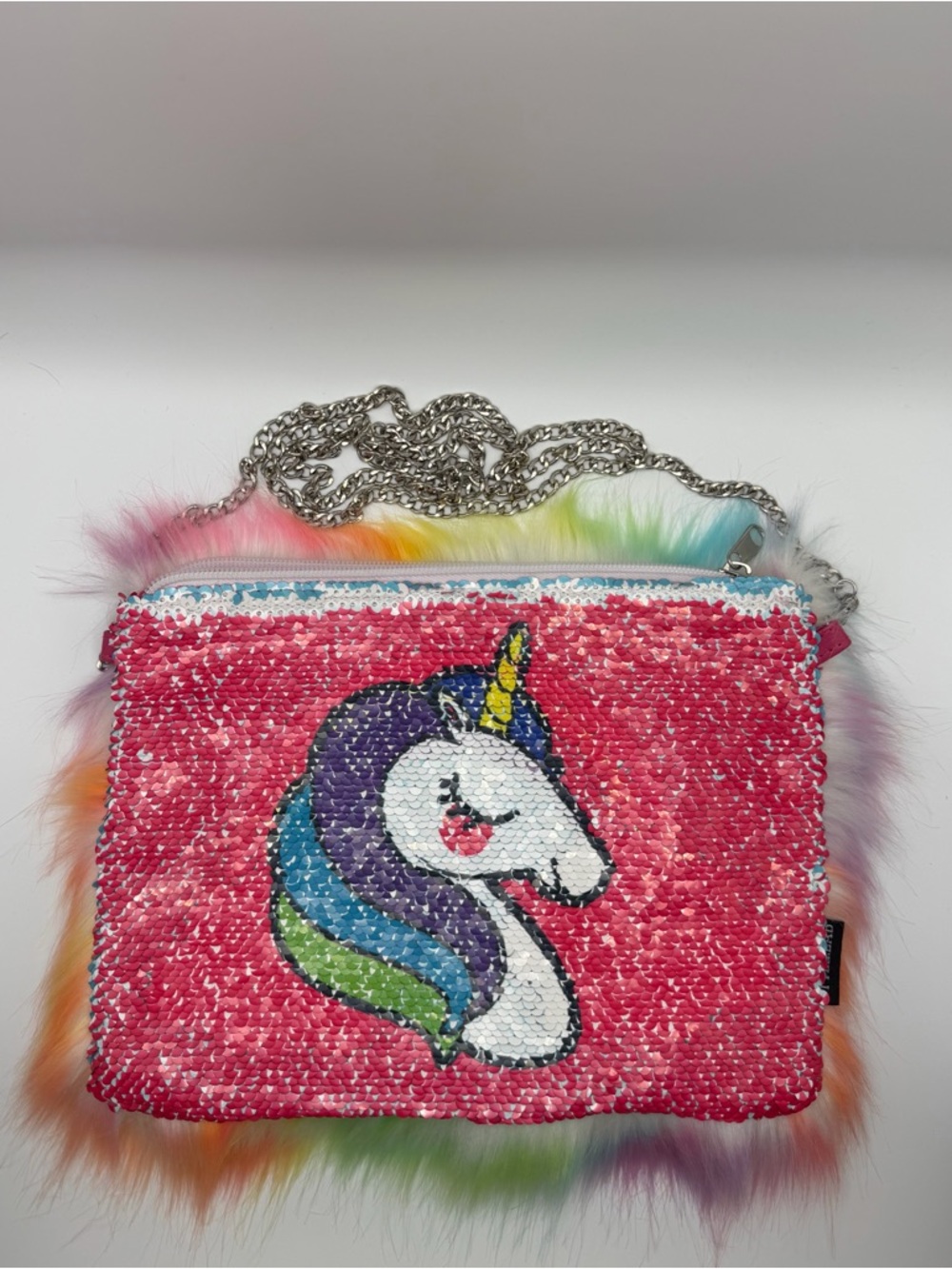 Kids Pink Sequin Unicorn Crossbody Bag